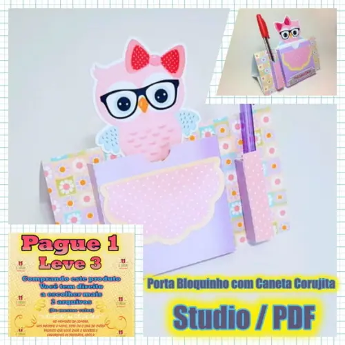 Arquivo de corte Porta Bloquinho com Caneta *Studio/PDF