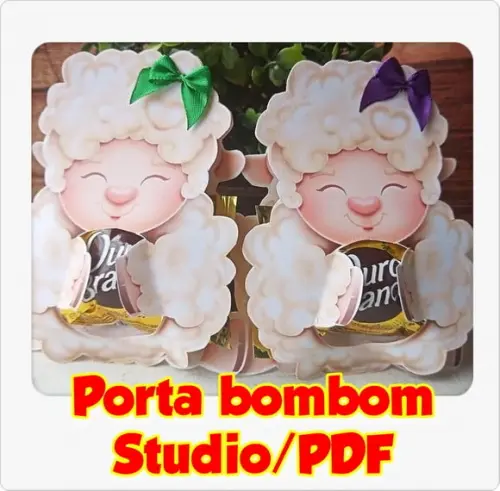 Arquivo de corte Porta Bombom ovelhinha Studio/PDF