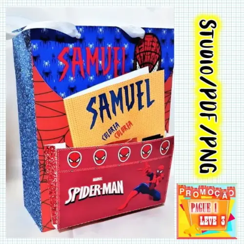 Arquivo de corte Sacola com bolso Homem Aranha