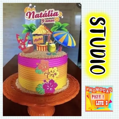 Arquivo De Corte Topo De Bolo Aloha Tropical Studio