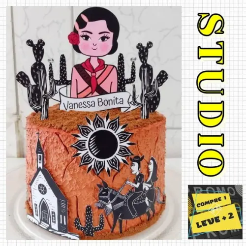 Arquivo de Corte Topo de Bolo Cordel Maria Bonita *studio*