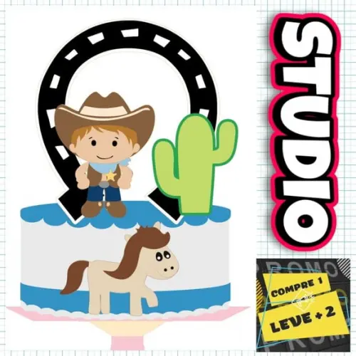 Arquivo de Corte Topo de Bolo Cowboy Baby Cavalo Haras