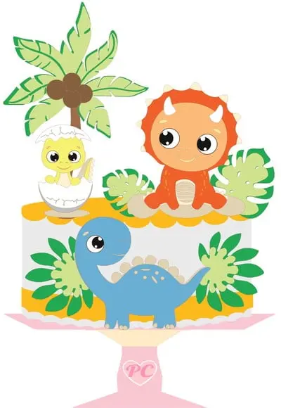 Arquivo de Corte Topo de Bolo Dinossauro Baby *Studio