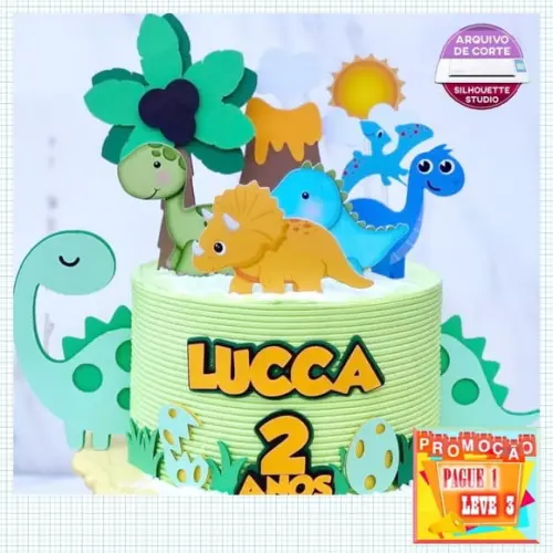 Arquivo de Corte Topo de Bolo Dinossauro Baby Cute Studio