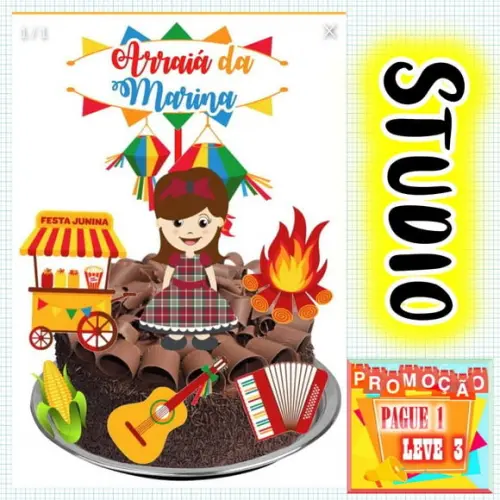 Arquivo de corte topo de bolo Menina - Festa Junina *Studio*