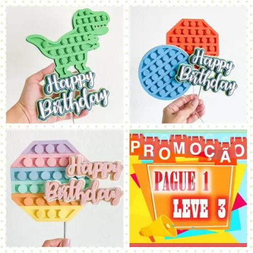 Arquivo de corte topo de bolo Pop It *Studio/SVG/EPS*