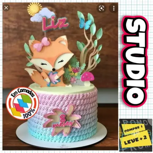 Arquivo de Corte Topo de Bolo Raposinha Studio