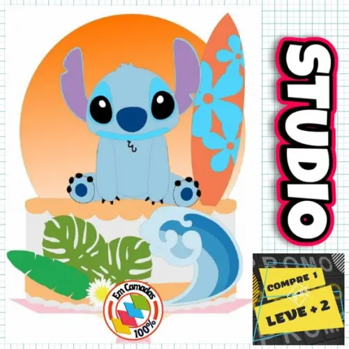 Arquivo de Corte Topo de Bolo Stitch em Camadas