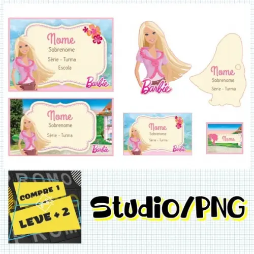 Arquivo Etiqueta Escolar Barbie