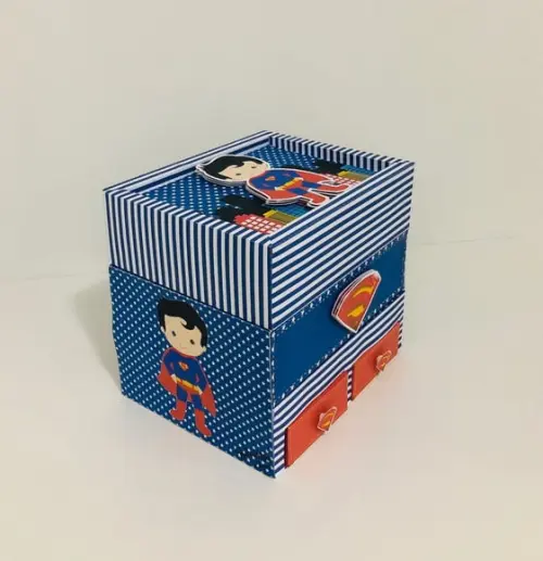 Arquivo Festa na Caixa Super Homem com 2 gavetas Studio/PDF