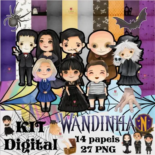 Kit Digital Wandinha Wednesday Familia Addams Cute Baby