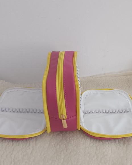 Estojo Big 100 Pens Pink e Amarelo - Estojo Triplo
