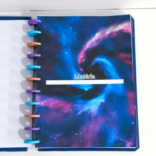 Caderno Universitario 8 Matérias de Disco Personalizado