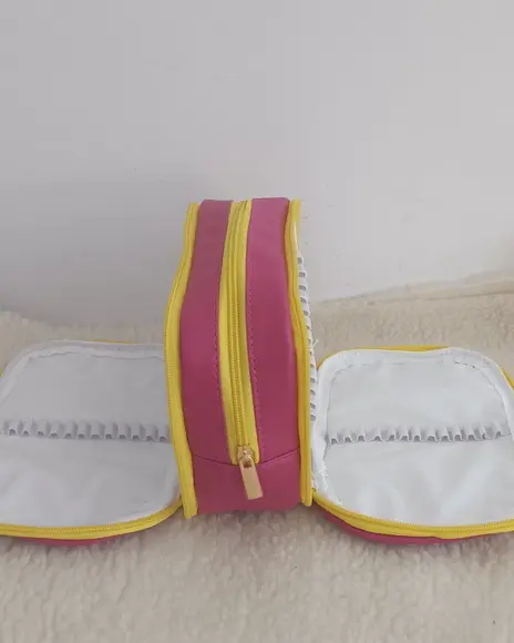 Estojo Big 100 Pens Pink e Amarelo - Estojo Triplo