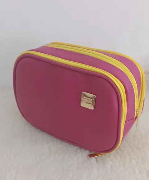 Estojo Big 100 Pens Pink e Amarelo - Estojo Triplo
