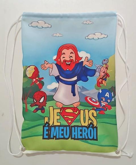 Mochilinha Saco Jesus É Meu Herói