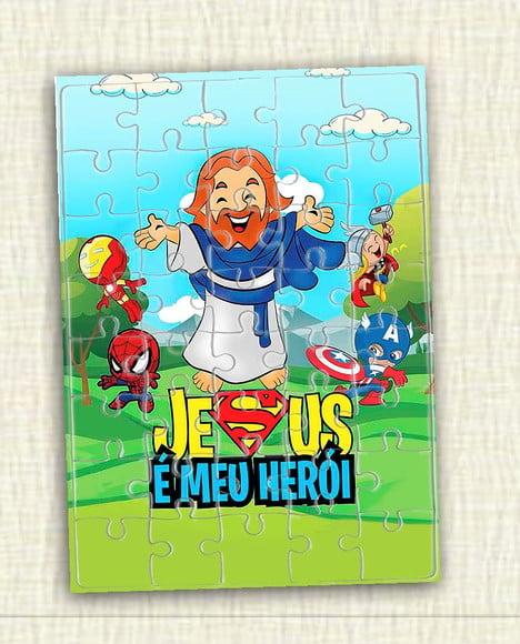 Quebra Cabeça Jesus É Meu Herói 40 Peças