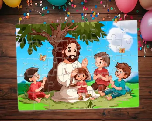 Quebra Cabeça Jesus e as Crianças * 40 Peças