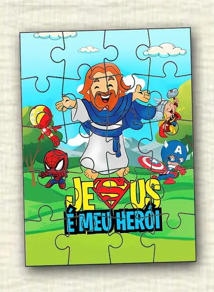 Quebra Cabeça Jesus É Meu Herói 20 Peças