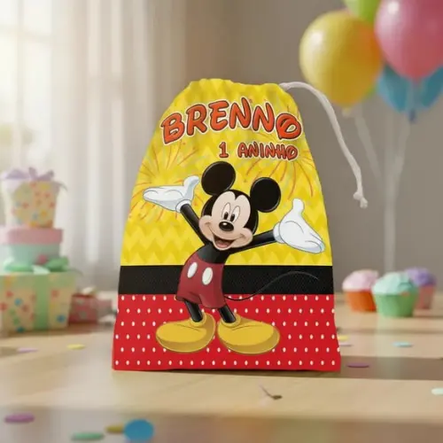 Sacolinha / Saquinho Surpresa Mickey para Guloseimas
