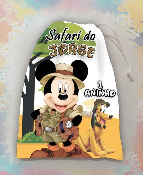 Sacolinha / Saquinho Surpresa Mickey Safar para Guloseimas