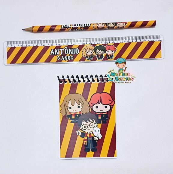 25 Kit Bloquinho, Lapis e Régua Harry Potter