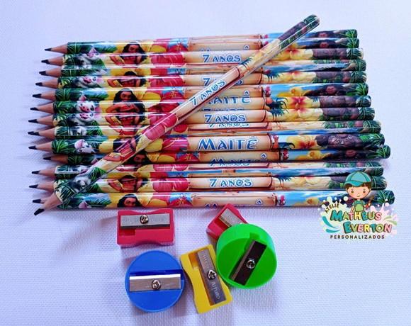 25 Kits Lápis e Apontador Personalizado Moana
