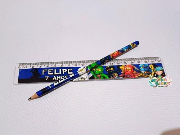 25 Kits Lápis e Régua Personalizado Ninjago