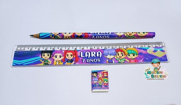 25 Kits Lápis, Régua e Borracha Guerreiras de K-pop Cute