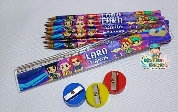 25 Kits Lápis, Régua, e Apontador Guerreiras do K-pop