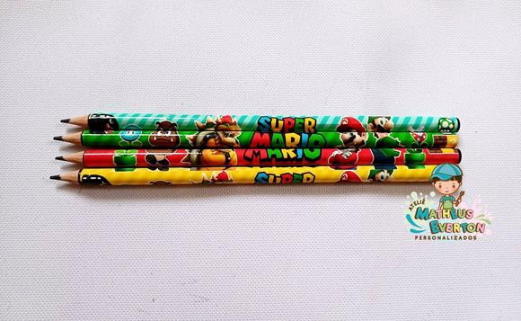 25 Lápis Personalizado Super Mario Bros