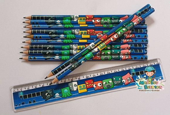 30 Kits Lápis e Régua Personalizado Geometry Dash