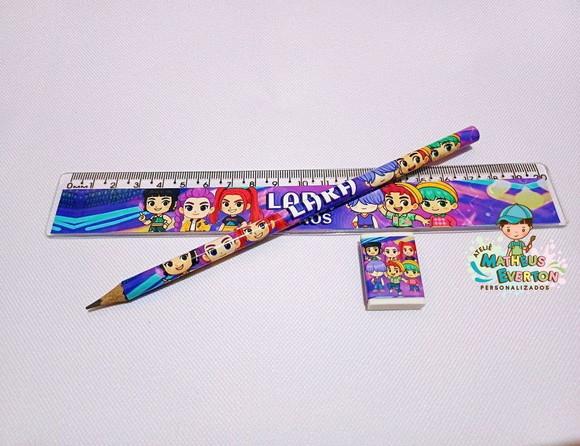 30 Kits Lápis, Régua e Borracha Guerreiras de K-pop Cute