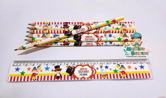 30 Lápis + 30 Réguas Personalizado Circo