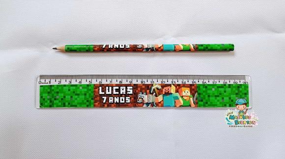 30 Lápis + 30 Réguas Personalizado Minecraft