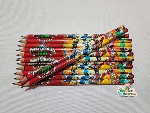 30 Lápis Personalizado Power Ranger (dino Charge)