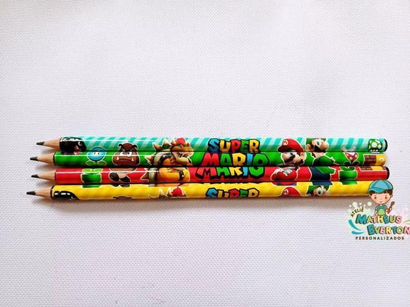 30 Lápis Personalizado Super Mário Bros