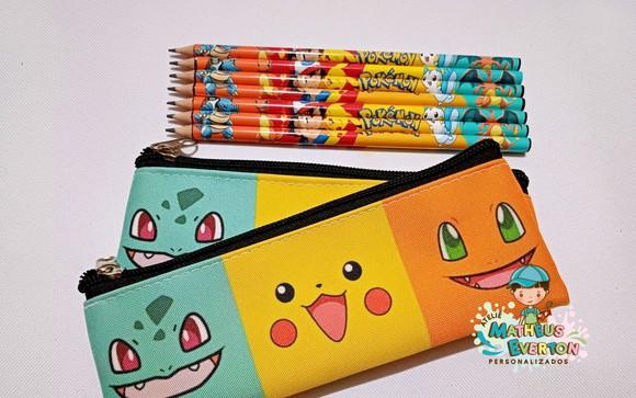 35 Kits Lapis + Estojo Slim Personalizado Pokémon Tam: 19x7