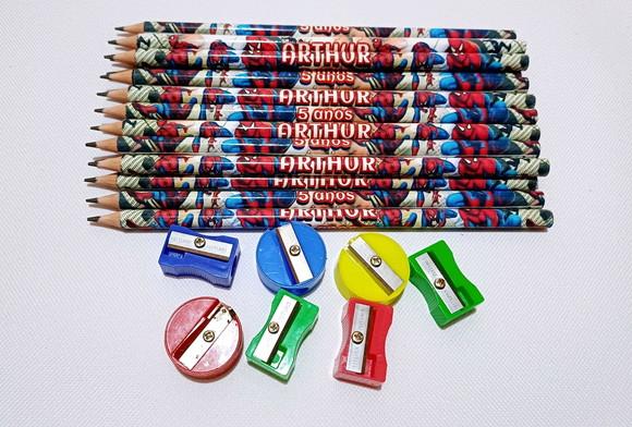 35 Kits Lápis e Apontador Personalizado Homem Aranha