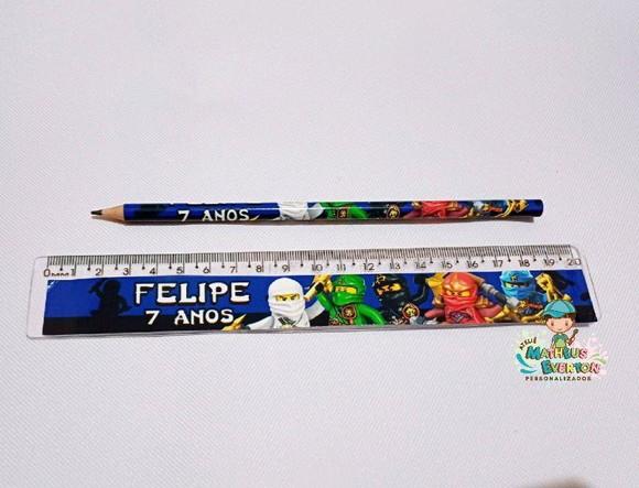 35 Kits Lápis e Régua Personalizado Ninjago
