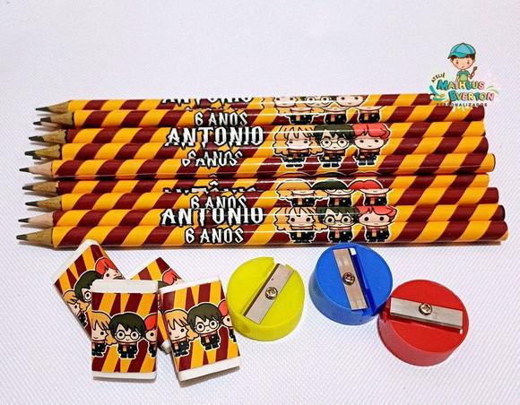35 Kits Lápis, Borracha e Apontador Harry Potter