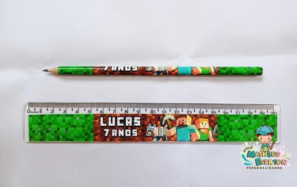 35 Lápis + 35 Réguas Personalizado Minecraft
