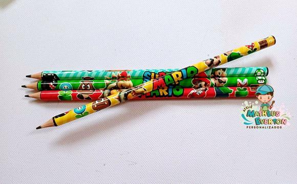 35 Lápis Personalizado Super Mario Bros
