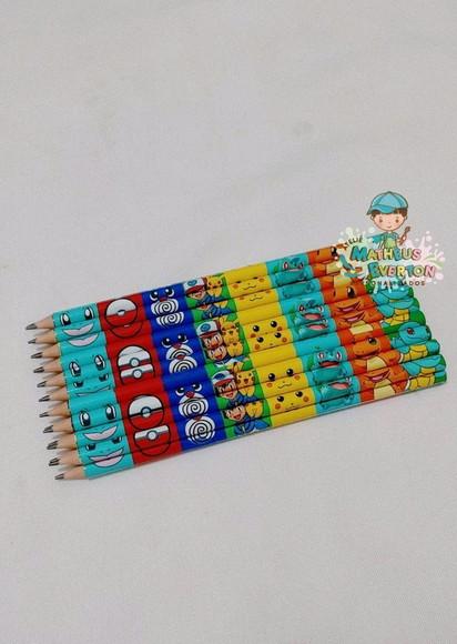 40 Estojos Slim Personalizado Pokémon Tam: 19x7 e 40 Lápis