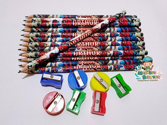 40 Kits Lápis e Apontador Personalizado Homem Aranha