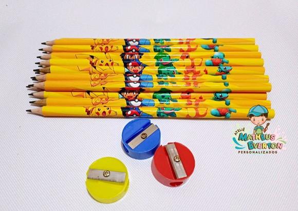 40 Kits Lápis e Apontador Personalizado Pokémon