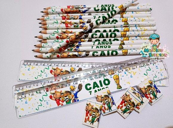40 Kits Lápis, Régua e Borracha Mascote Copa do Mundo