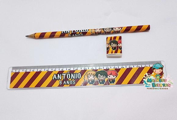 40 Kits Lápis, Régua e Borracha Personalizado Harry Potter