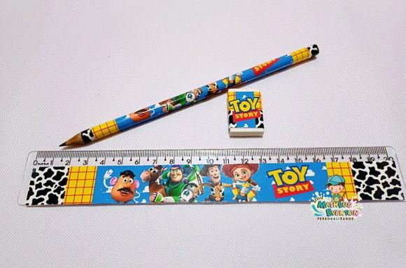 40 Kits Lápis, Régua e Borracha Toy Story