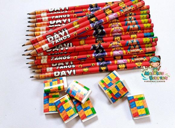 45 Kits e Borracha Personalizado Lego Atu